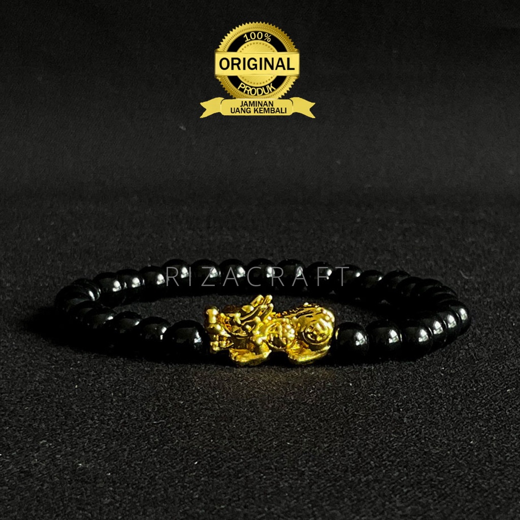 Happy Tuummy Gelang Feng Shui Pria Wanita Pixiu Naga Emas Lapis Asli 24K Original By Rizacraft