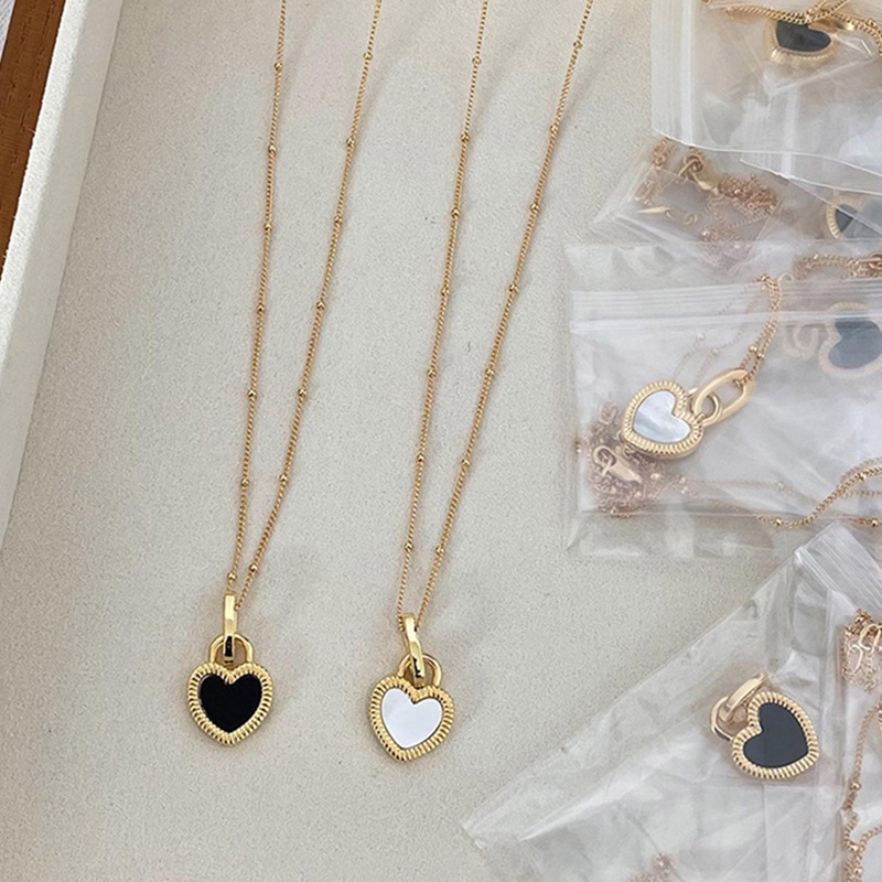 Fancyqube Kalung Choker Rantai Klavikula Hias Liontin Hati Dua Sisi Gaya Vintage Untuk Wanita