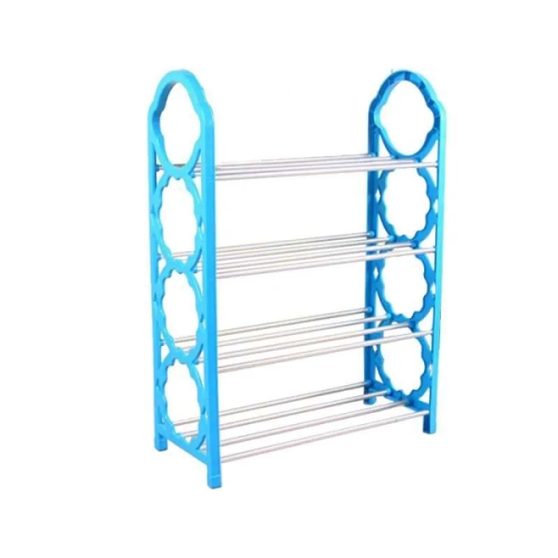 RAK SEPATU SUSUN 4 TINGKAT PLASTIK ALUMINIUM SHOES STORAGE RACK