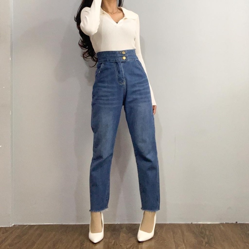 [LUXE.DLABEL] - E48 Jeans | Celana panjang Highwaist wanita Jeans import premium Jeans wanita polos ripped jeans High waist jeans wanita bkk Skinny Jeans High waist Baggy jeans Wideleg Jeans Kulot jeans Boyfriend jeans Wanita Kargo Jeans