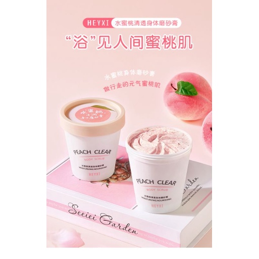 HEYXI Peach Scrub ice cream / Peeling / Body Scrub / Lulur badan / Mencerahkan Kulit