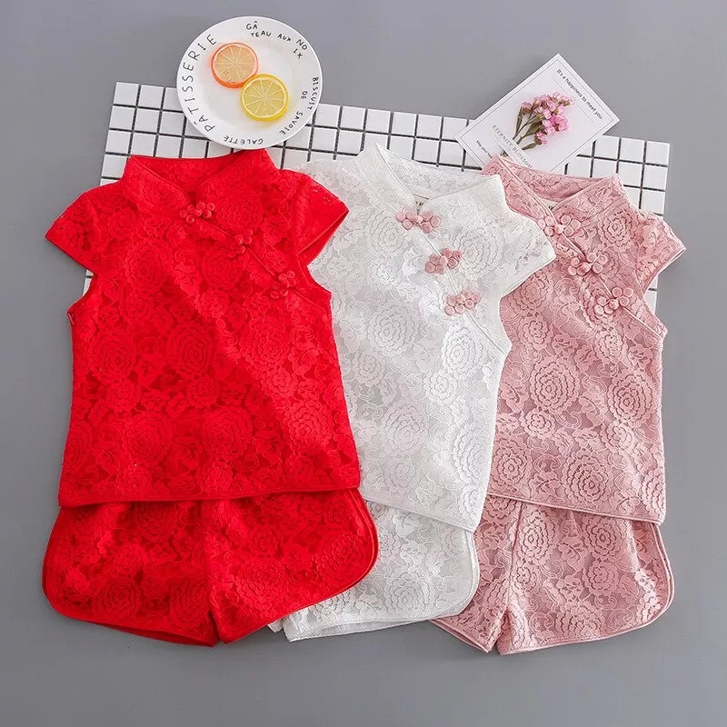 Setelan Cheongsam Anak Perempuan MULAN Pakaian Tahun Baru Imlek Qipao Anak Import