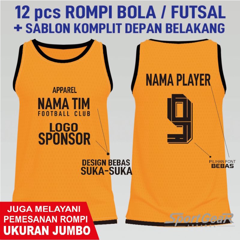 TERMURAH Rompi + Sablon untuk Latihan Bola Futsal Basket