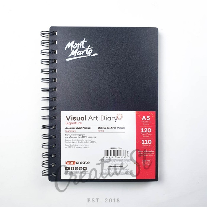 

[COD] Mont Marte Visual Art Diary Sketchbook Buku Sketsa A5 120 Sheet 110 GS