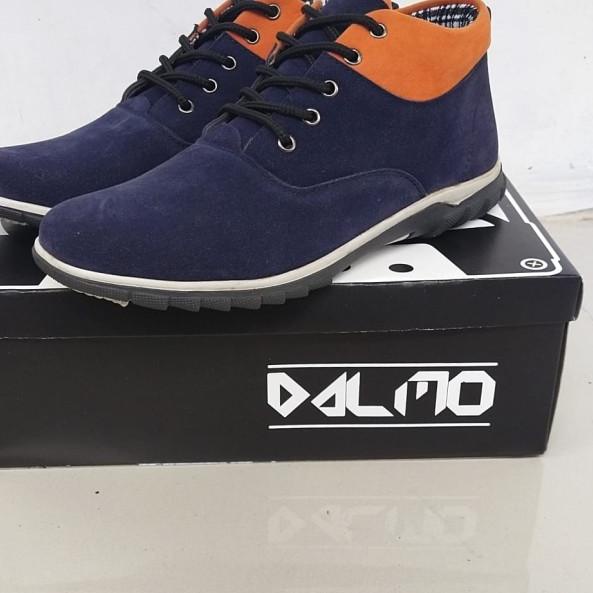 SEPATU PRIA BOOT DALMO BRODO BANTAL ORIGINAL BLACK & BROWN - Hitam, 39