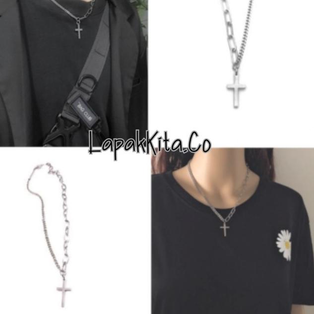 Kalung Salib Pria / Kalung Pria Salib Hitam / Kalung Salib Titanium