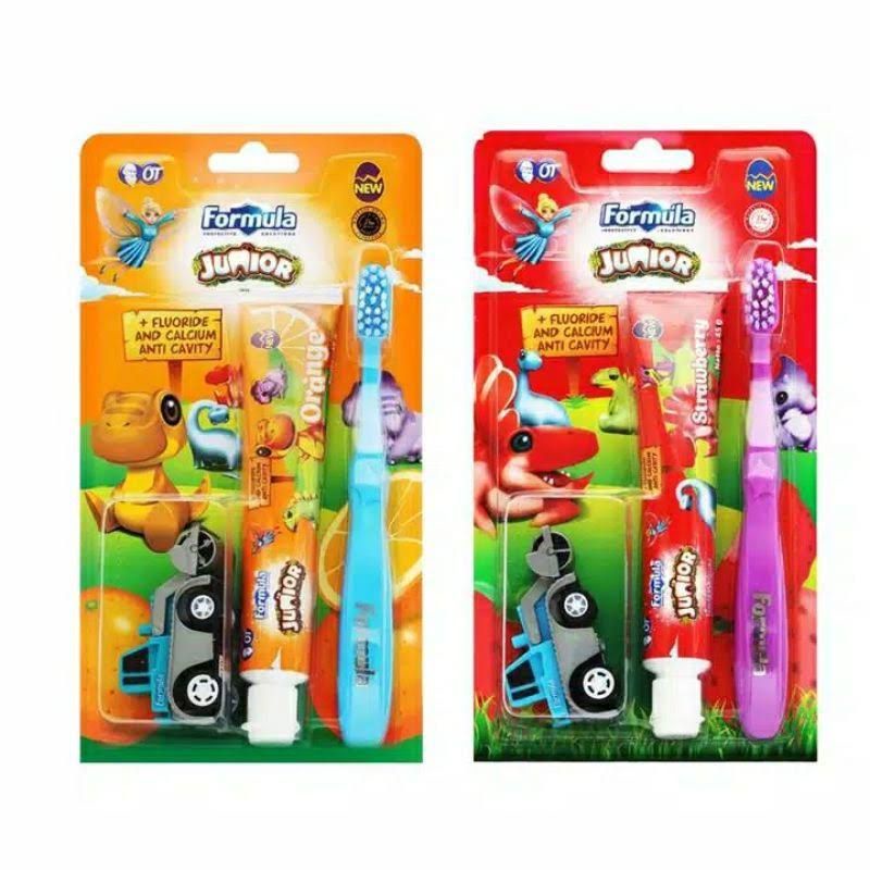 FORMULA JUNIOR PASTA ODOL DAN SIKAT GIGI ANAK 2IN1 FREE MAINAN MERAH