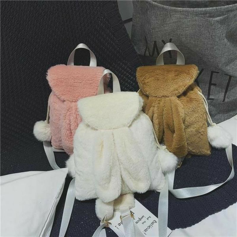 Tas Wanita Ransel Bulu | Tas Ransel Pikaboy | Tas Bulu Import Korea | Murah Bisa COD