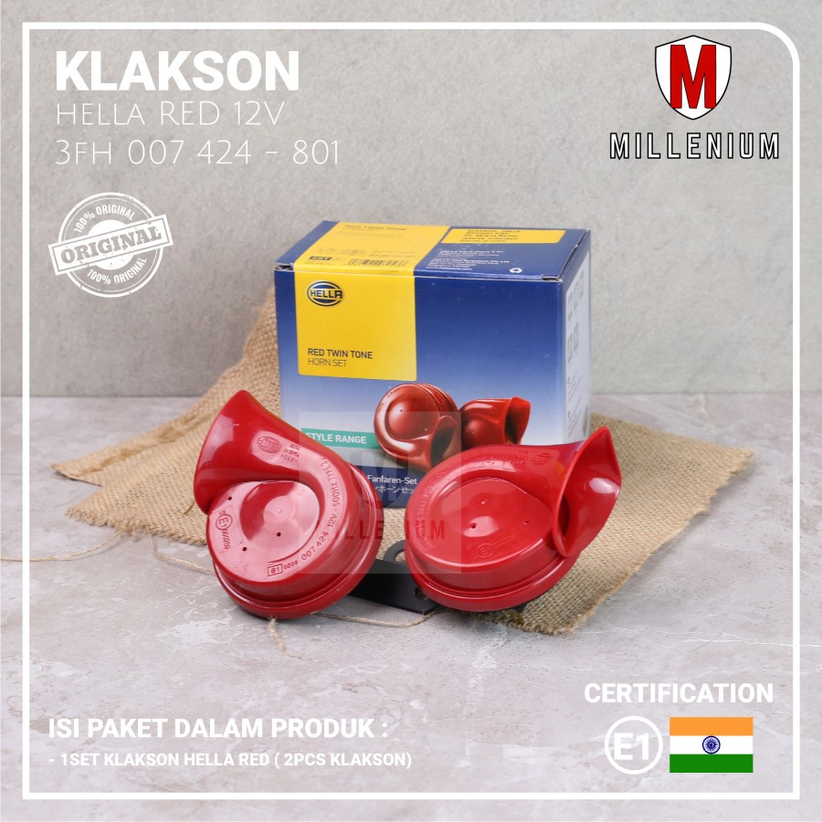 KLAKSON MOBIL MOTOR HELLA KEONG MERAH RED TWIN TONE HORN 12V UNIVERSAL