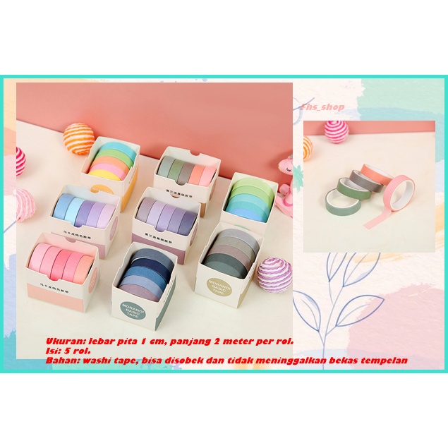 

5 Roll Washi Tape Washi Tape Aesthetic Washi Tape Set Masking Tape Essential Selotip Aesthetic