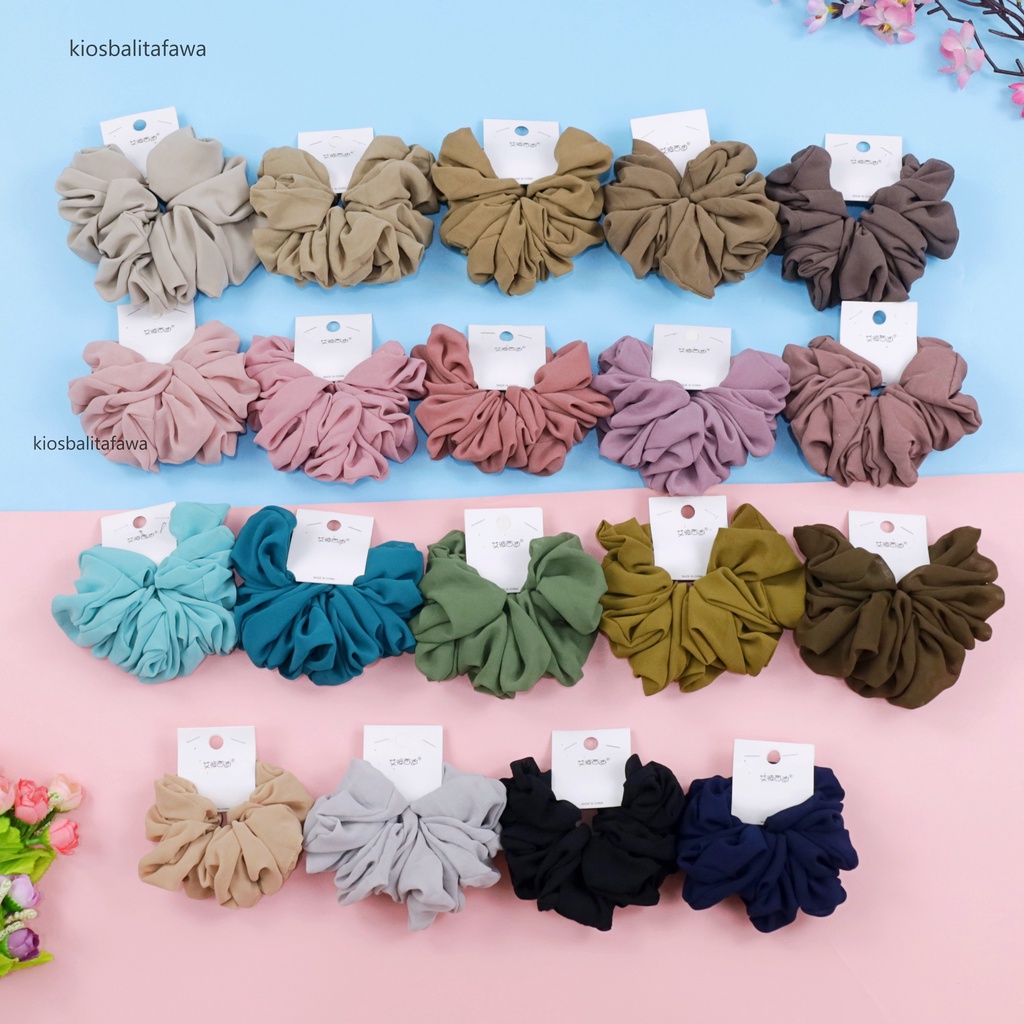 Ikat Rambut Scrunchie / Kunciran Cepol JIlbab Aksesories Wanita Korean Style Kuncir Polos Hijab Kualitas Import Babycinnamon