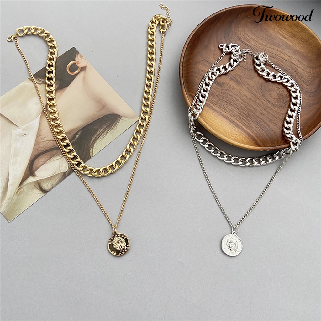 Kalung Rantai Multilayer Bahan Alloy Untuk Wanita