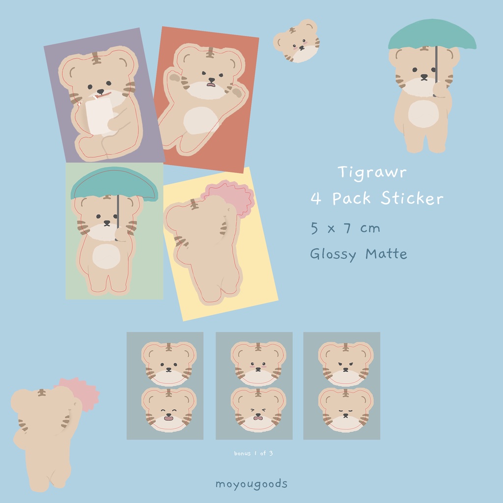 

Tigrawr 4 Pack Sticker | Stiker Macan Tiger Lucu Cute
