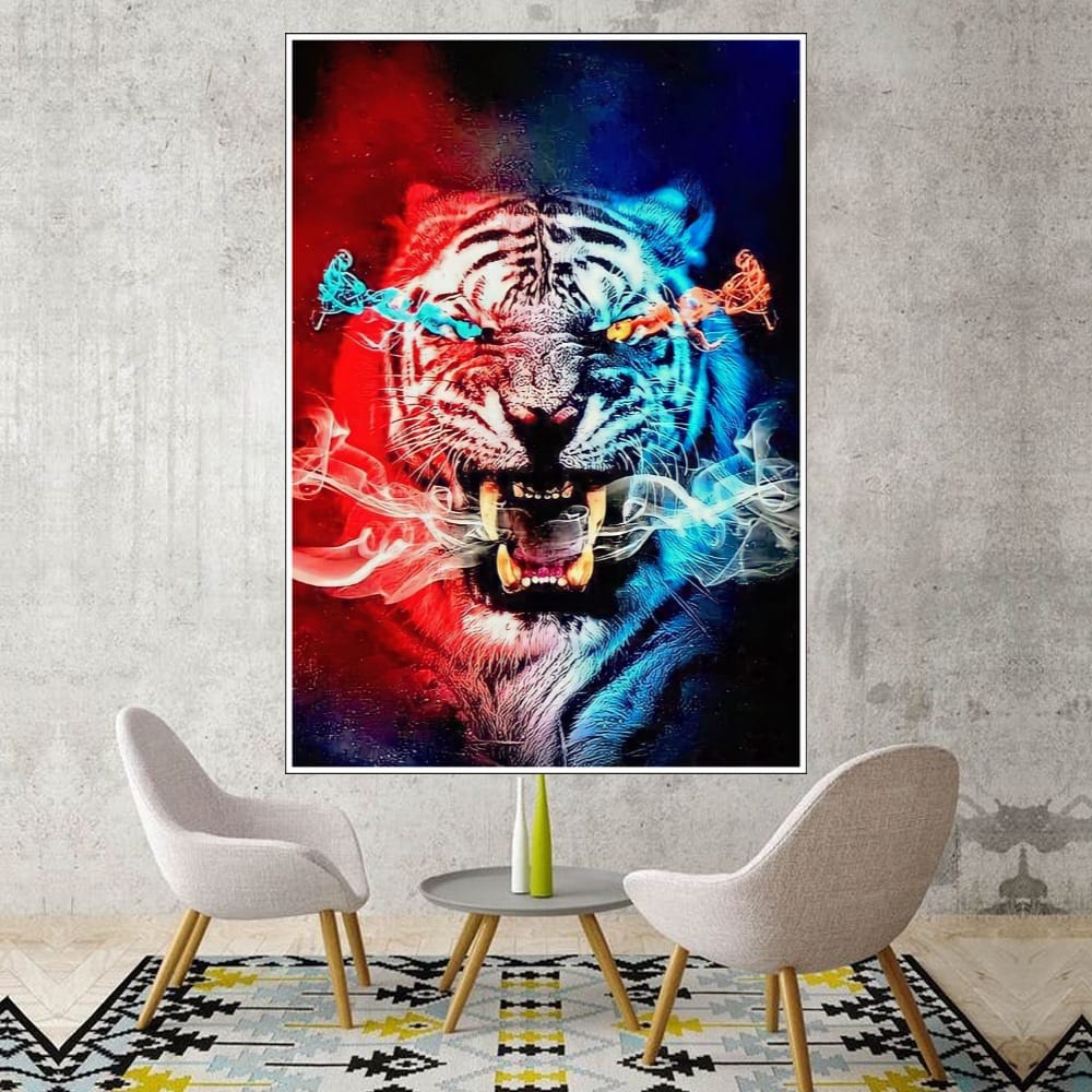 Hiasan Dinding Poster Gambar Harimau Xtra Jumbo Besar Best seller Ukuran 100x70cm 150x100cm 200x100c