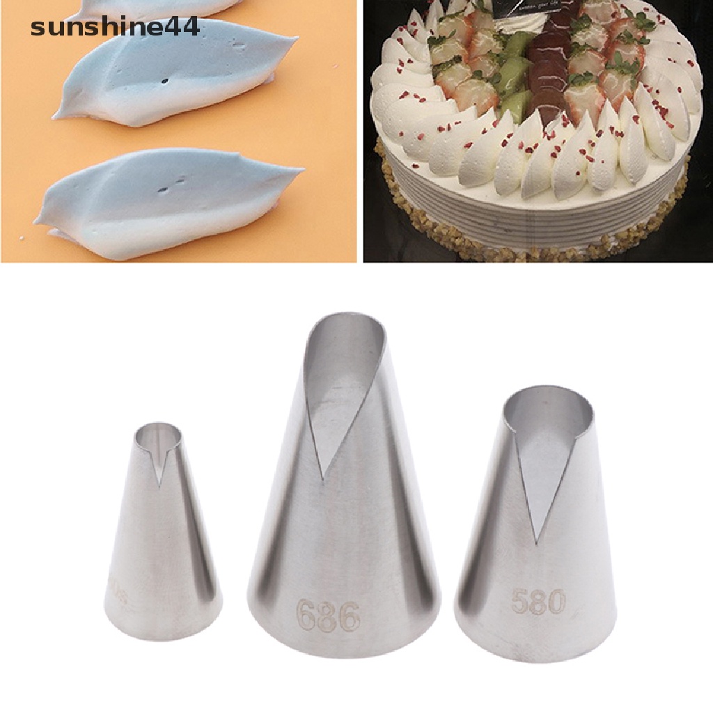 Sunshine 3pcs Spuit Piping Icing Bentuk Kelopak Bunga DIY Untuk Dekorasi Kue