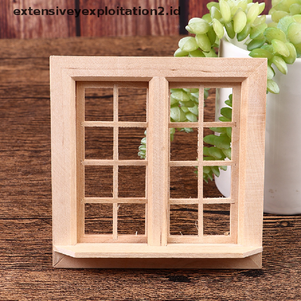 Mainan Miniatur Jendela / Pintu / Kotak 16 Sekat Skala 1: 12 Untuk Dekorasi Rumah Boneka