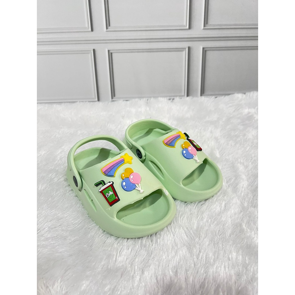 IR-307S-2 Sandal Selop Anak Perempuan Tali Belakang Karakter Balon Rainbow / Sandal Karet Anak Cewek Merek Irsoe Size 19-24