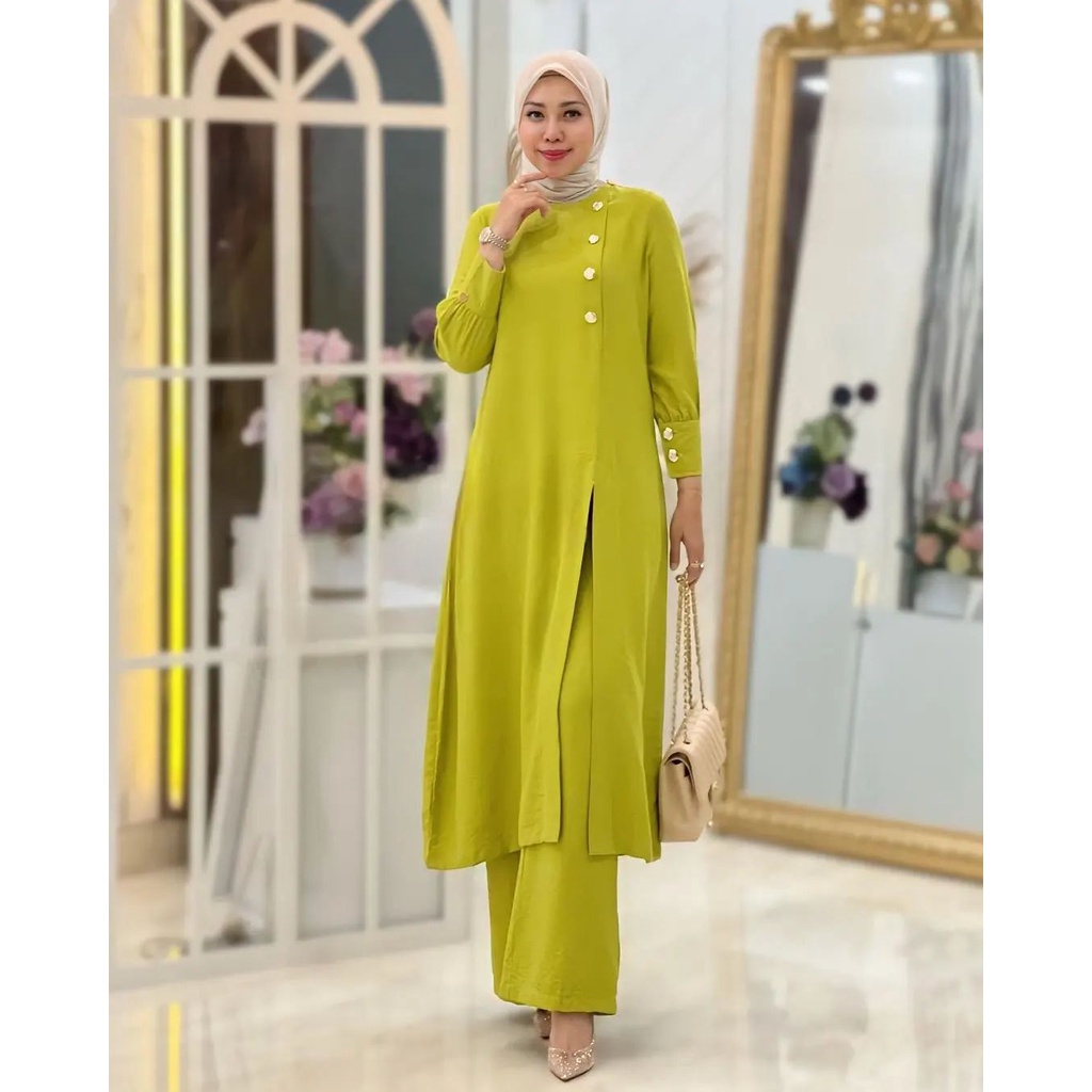 SETELAN WANITA ADELINE SET BO BAHAN CRINKLE AIRFLOW MOTIF POLOS ( DAPAT BAJU DAN CELANA ) SETELAN WANITA TERBARU 2023 KEKINIAN / ONE SET WANITA KOREAN STYLE MUSLIM / SET BAJU MUSLIM MODERN / BAJU SETCEL WANITA JUMBO WARNA DENIM , MOCCA, LIME , BLACK