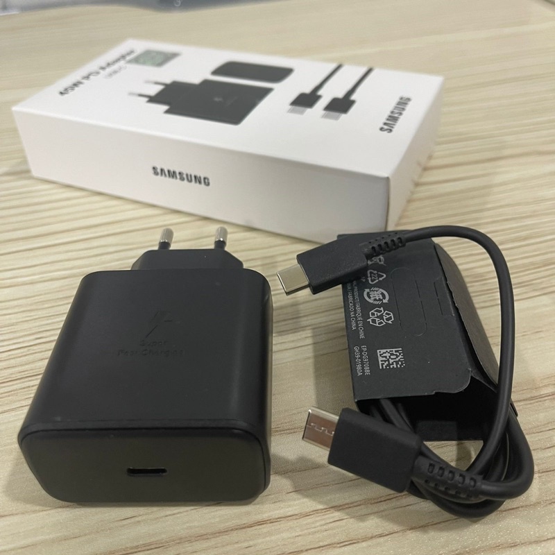 charger real ic 45w superfast charging smasung galaxy smartphone Type C To C kotak panjang 1:1 original batok berat Promo Sen