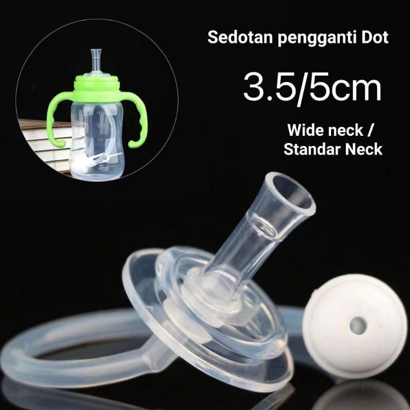 Dot Nipple Training Cup Sippy + Straw Cocok Untuk Pigeon Wide Neck Wideneck Leher Lebar/Sedotan Botol Susu Pengganti Bahan Silikon Untuk Bayi