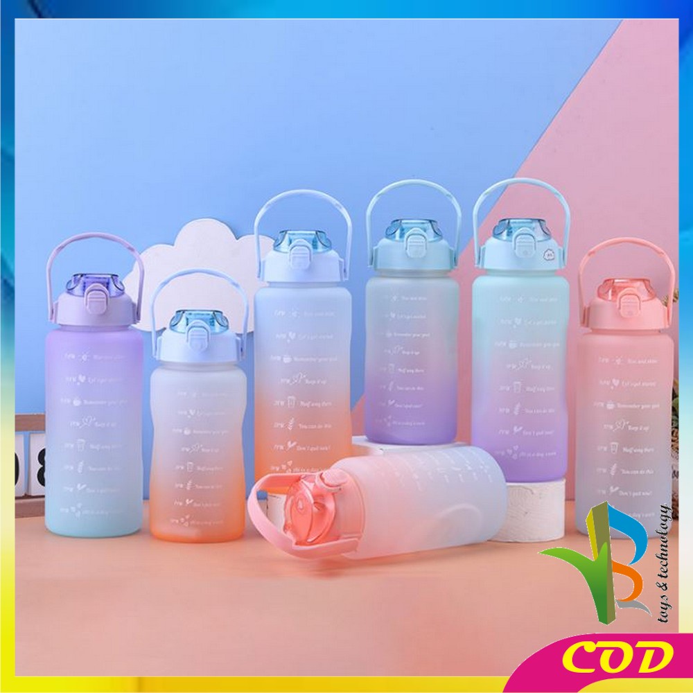 RB-C301 Botol Minum Motivasi 2 Liter / Botol Minum Penanda Waktu Food Grade / Botol Air Minum Gradiasi BPA FREE