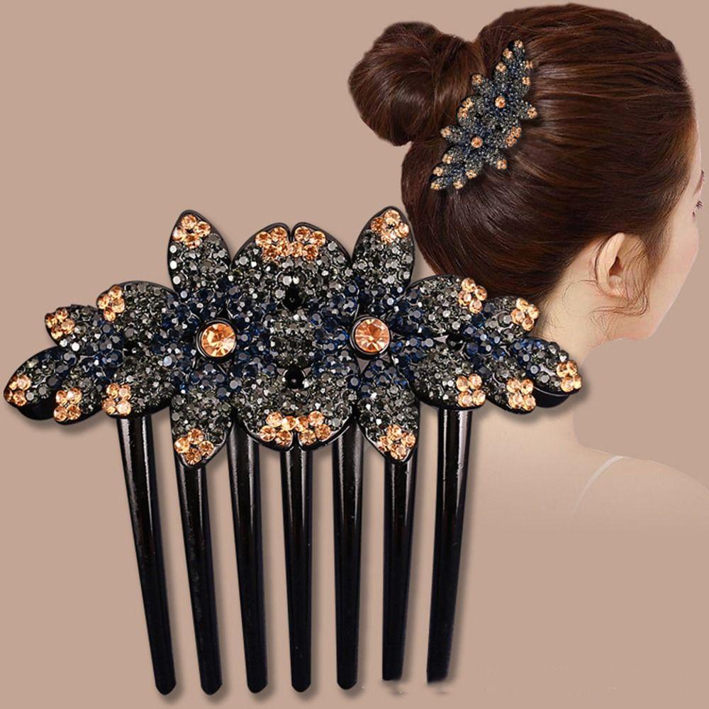 Needway   Sisir Rambut Bunga Hiasan Rambut Jepit Rambut Simple Elegan Bridal Wedding Diamond Untuk Wanita Korean Style Hair Clip