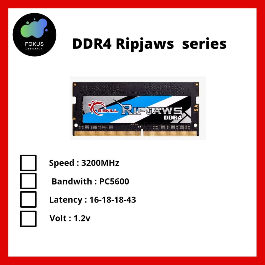 G.SKILL F4-3200C16D-16GRS Ripjaws RAM DDR4 SO-DIMM 16GB (2x8GB)