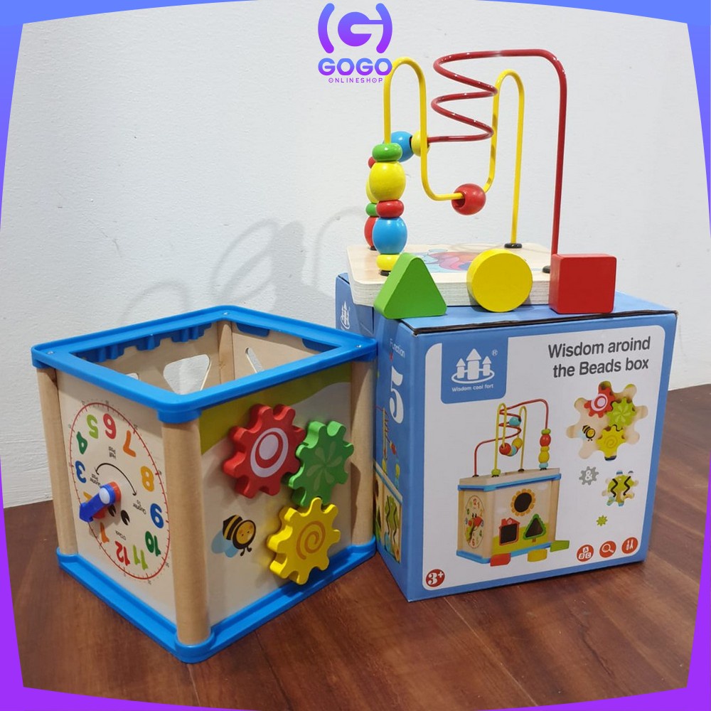 GOGO-M65 Mainan Edukasi Anak Puzzle Kayu Intelligence / Wisdom Box Busy Box Multifungsi Wooden Toys