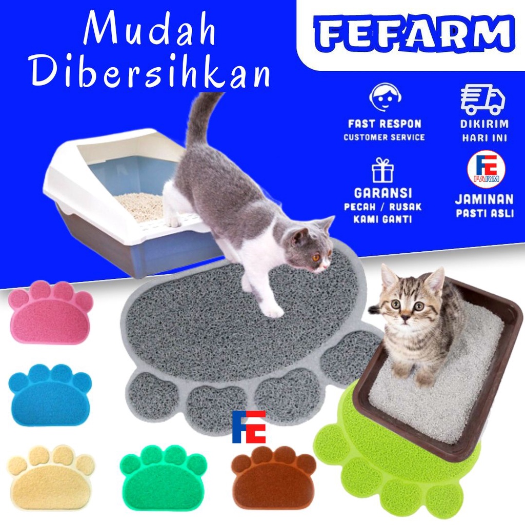 KESET motif TAPAK KAKI Cat Litter Mat Tempat Pasir Kucing FEFARM