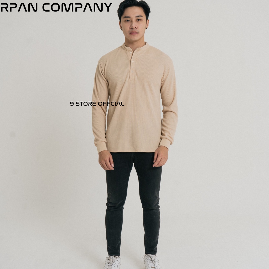 9Storeofficial - Henley Waffle Long sleeve / Henley Big Waffle Tees / Baju Waffle Tangan Panjang Kancing / Crewneck Waffle / Tshirt Waffle Pria Kancing.