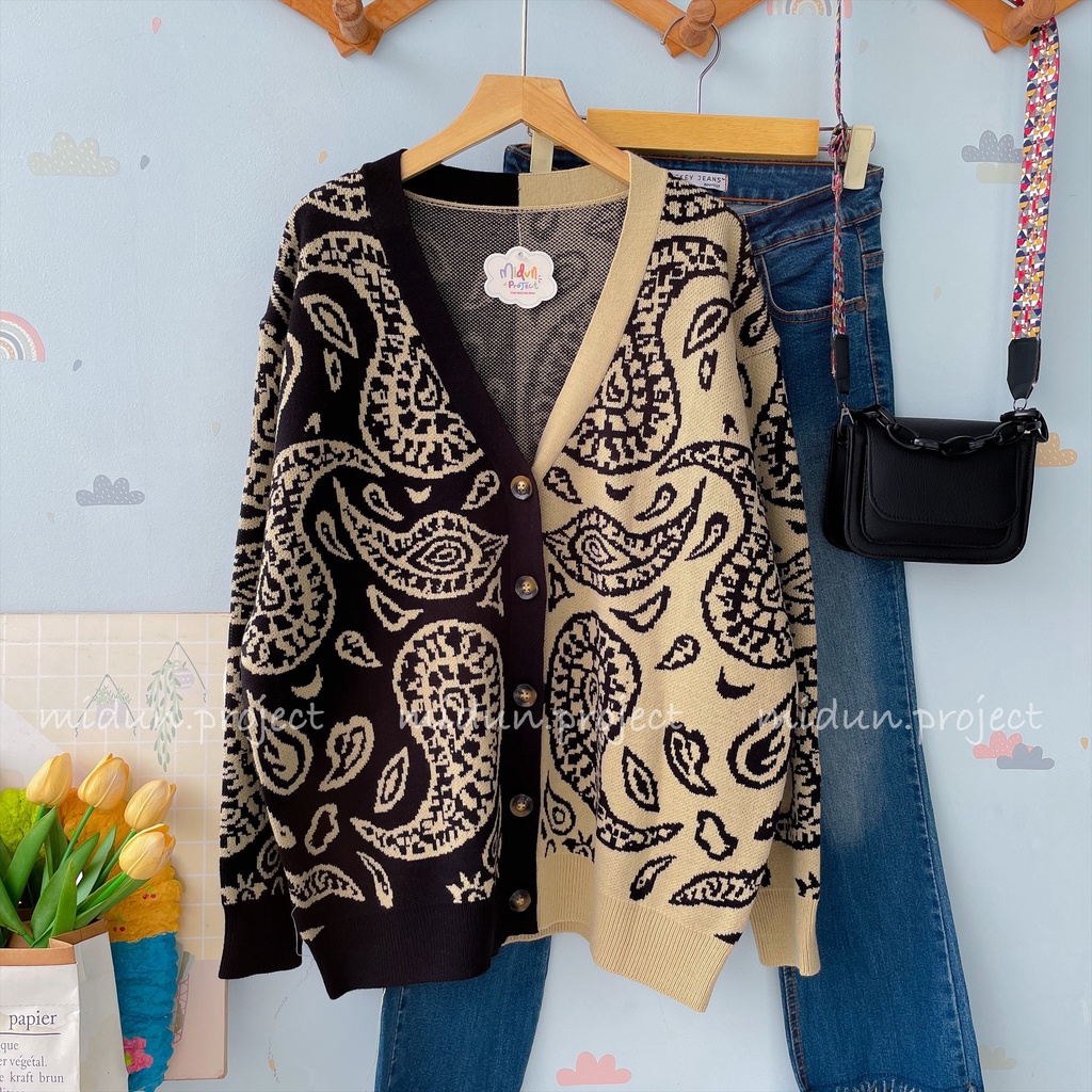 HANNA TWOTONE CARDY | CARDIGAN MOTIF BATIK