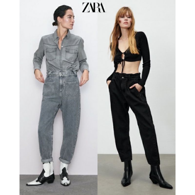 Z*RA Baggy Paperbag Jeans /celana jeans baggy /celana jeans wanita