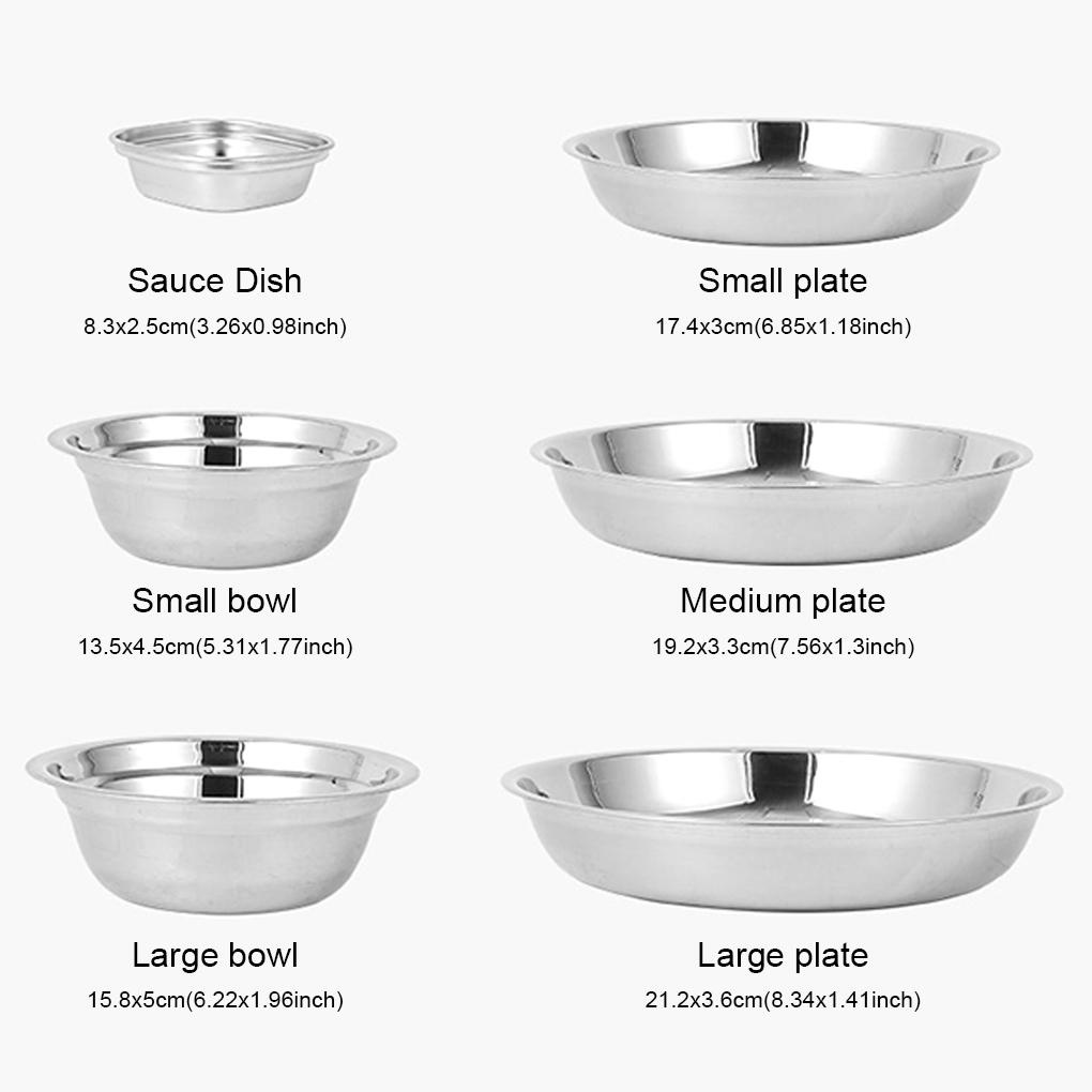 22pcs Set Peralatan Makan Tahan Aus Piring Stainless Steel Indoor Outdoor Alat Masak Hiking Travel Camping Dapur