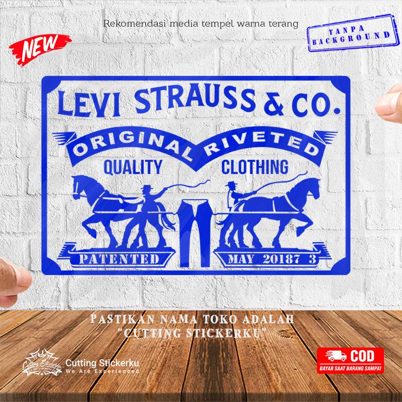 Cutting Stiker Levi's Logos Variasi Motor Mobil Sticker Tato Timbul Keren Nyala Dasbor Spakbor Visor Levi Strauss &amp; Co Body Kaca Helm Laptop Hologram Reflective Tahan Air Setiker Bodi Samping Kanan Kiri Nama Matic Scoopy Vario Beat Nmax Pcx Vespa