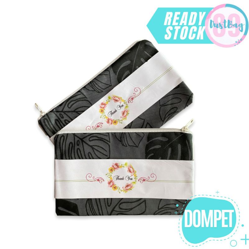 Souvenir Pernikahan Pouch Dompet Semi Kanvas Murah Motif Monstera uk 20x12 Packing TC