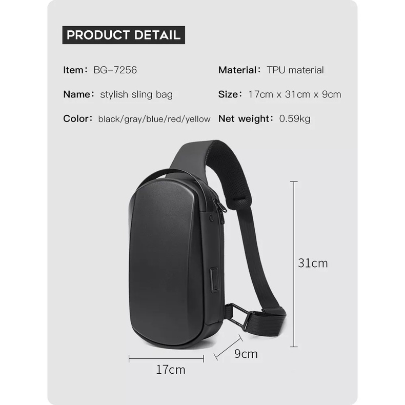 Bange BG7256 Tas Selempang Pria Waist Bag Pria Sling Bag Pria