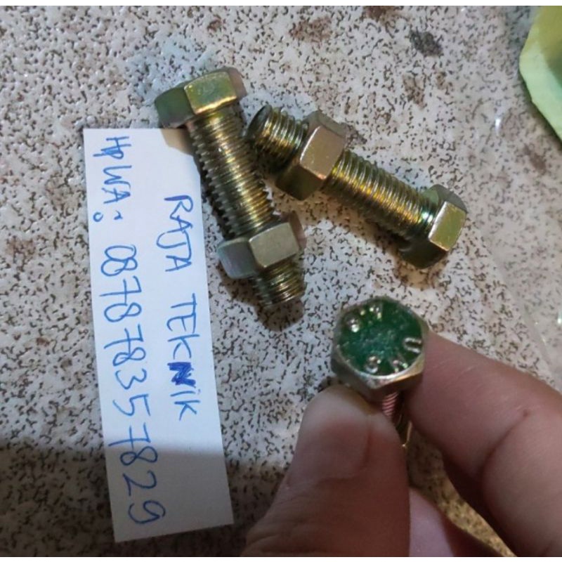 baut mur drat halus kuning m8x20 kunci 12 / baut mur kuning m8x20 drat halus / baut +mur m8x20 drat 