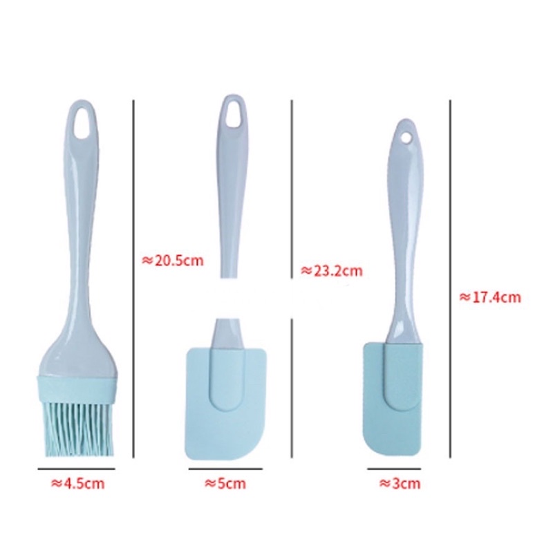 Spatula Silikon Tahan Panas Set / Spatula Set 3 in 1 / Kuas Silikon Tahan Panas