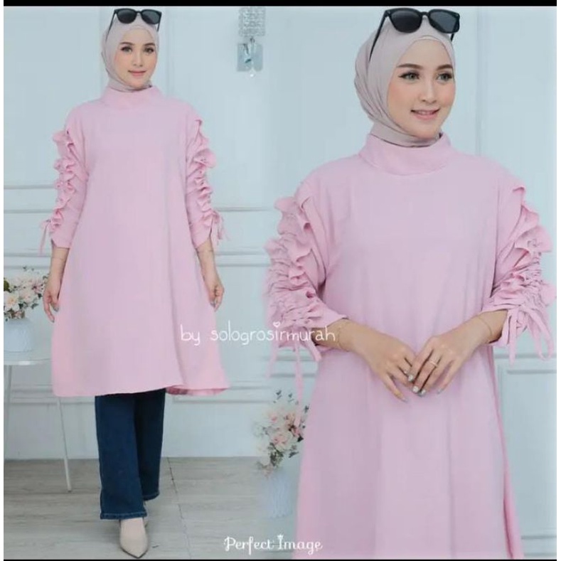 Long Tunik Zora Crincle Airflow Serut