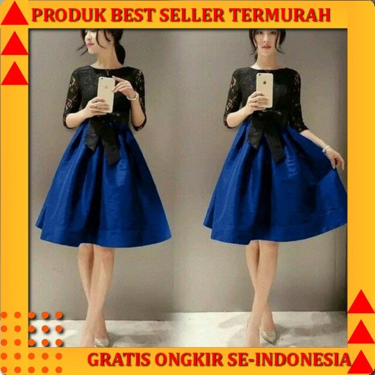 Baju Dress Pesta Wanita Kondangan Moscrepe Tile Dewasa Remaja Terbaru 2022 Kekinian Imlek Natal Kuen