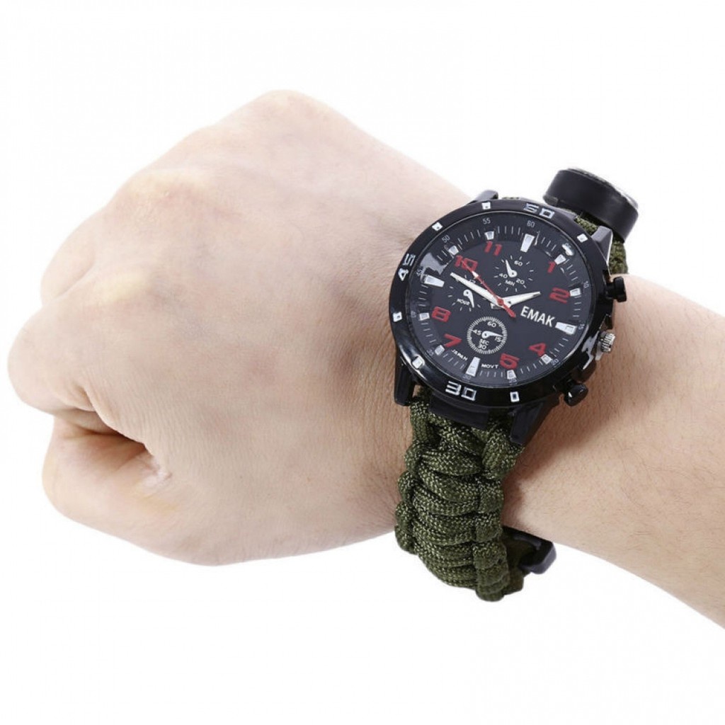 Jam Tangan Paracord Gunung Petualangan Survival Multifungsi Watch Gelang Kompas Outdoor Camping