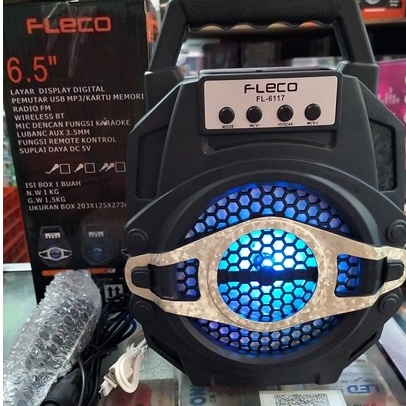 PROMO!!! SPEAKER BLUETOOTH PORTABLE FLECO FL-6117 LED/USB/MP3/AUX GRATIS MICROPHONE