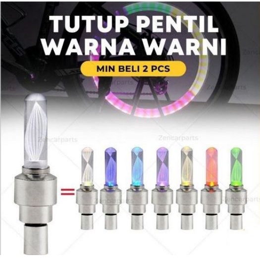 Tutup Pentil LED Ban Motor Mobil Sepeda Bike Car Tyre Neon Wheel LED 7 warna pelangi rgb