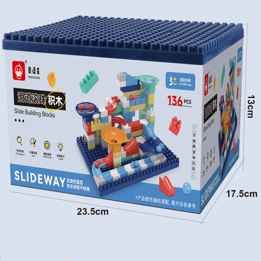 [JUALSEMUA18](6620)136pcs Mainan Balok Susun Bola Dan Rail Dengan Kotak Penyimpanan Dan Tutup Papan Lego / Brick With Ball And Track Adventure / Balok Susun Adventure