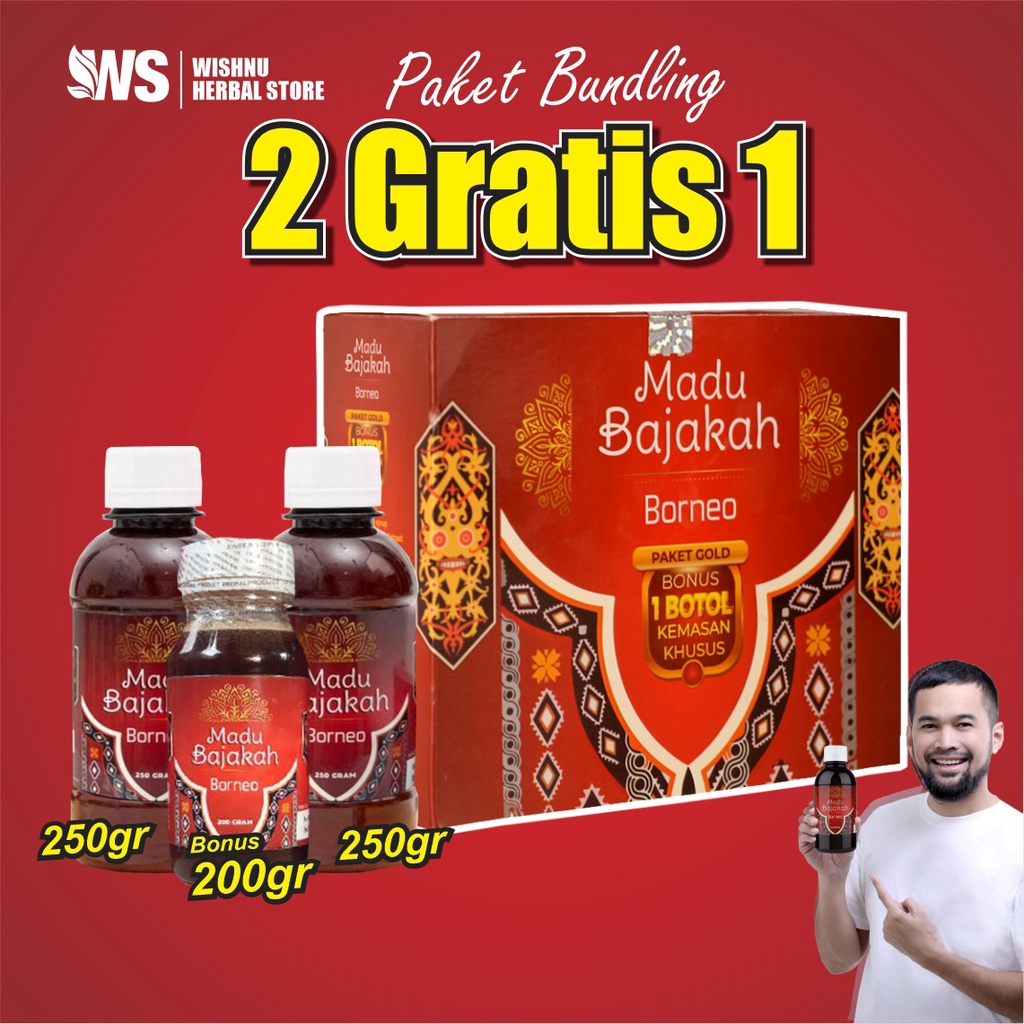 [𝗕𝗲𝗹𝗶 𝟮 𝗚𝗿𝗮𝘁𝗶𝘀 𝟭] - Madu Bajkan Original 100% Teuku Wisnu   -  madu bajkan borneo ori