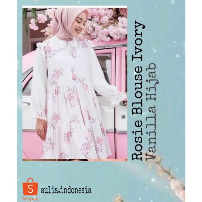 SIAP KIRIM Rosie blouse ivory L XL XXL BY VANILLA HIJAB