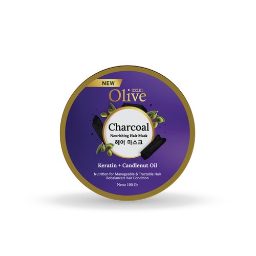 OLIVE CHARCOAL NOURISHING HAIR MASK KERATIN PLUS CANDLENUT OIL