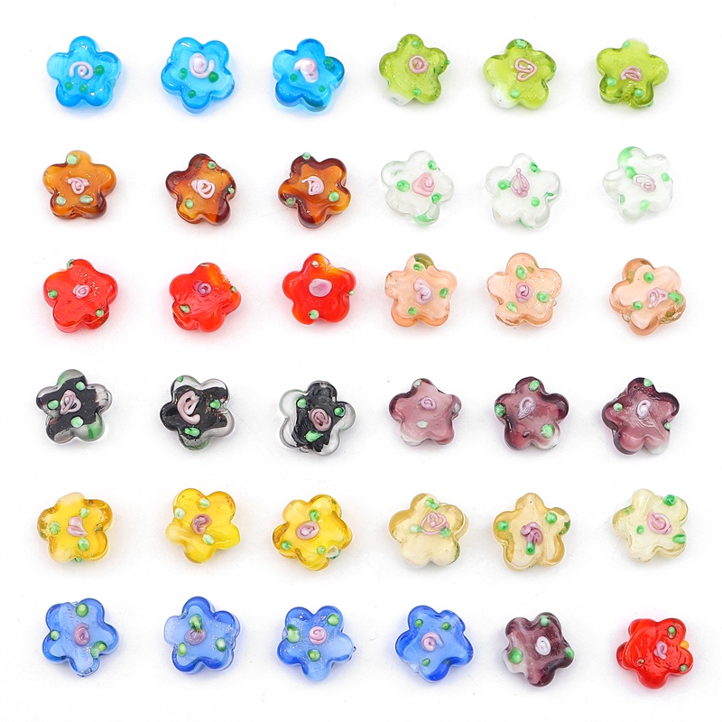 2pcs 14mm Handmade Lampwork Manik-Manik Kaca Bentuk Bunga Beads Charm Untuk Kalung Gelang Anting DIY Membuat Perhiasan Aksesoris