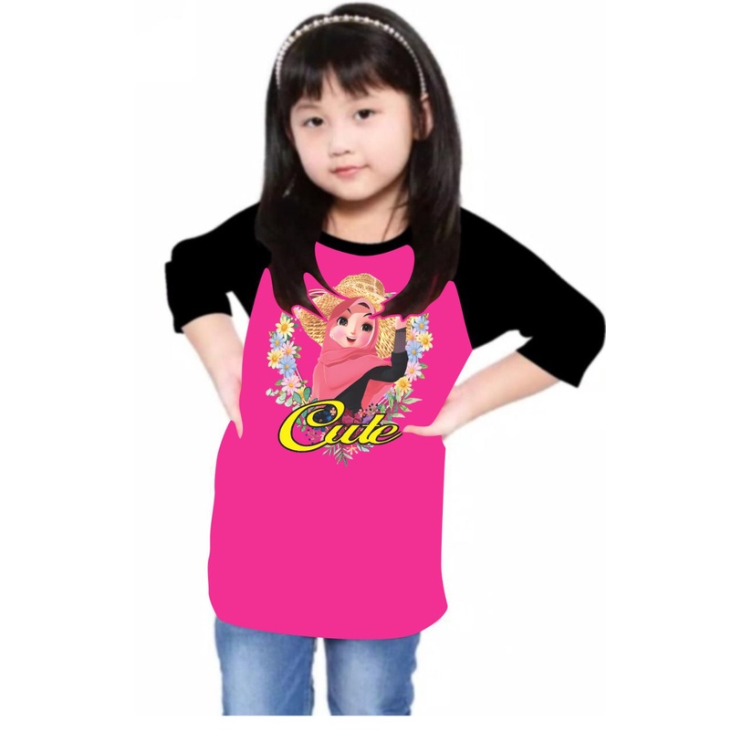 kaos anak-anak dtf cute hijab / Kaos Raglan 34 /Anak/kaos anak perempuan/kaos raglan anak perempuan