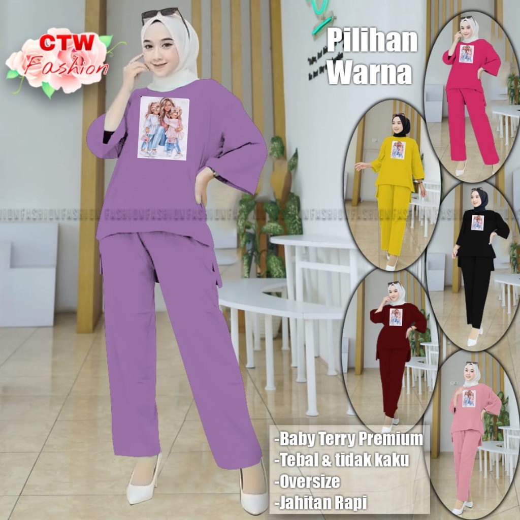 ONE SET WANITA KEKINIAN SETELAN BAJU DEWASA VIRAL BAJU SANTAI